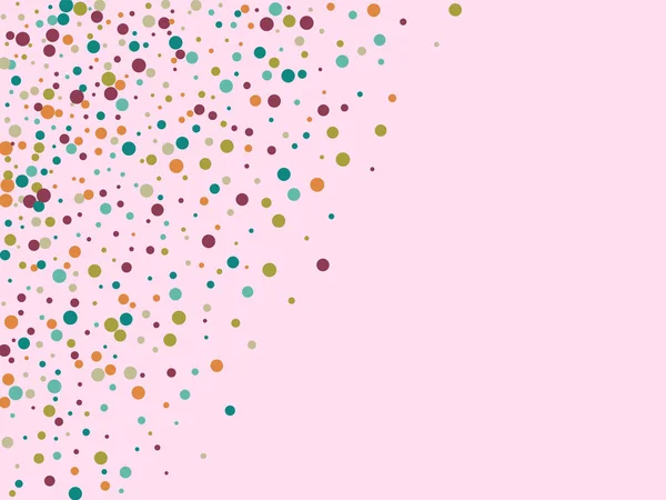 Fond festif avec confettis multicolores. Cercles jaunes, roses, bleus mais sur fond blanc. Confettis volants. — Image vectorielle