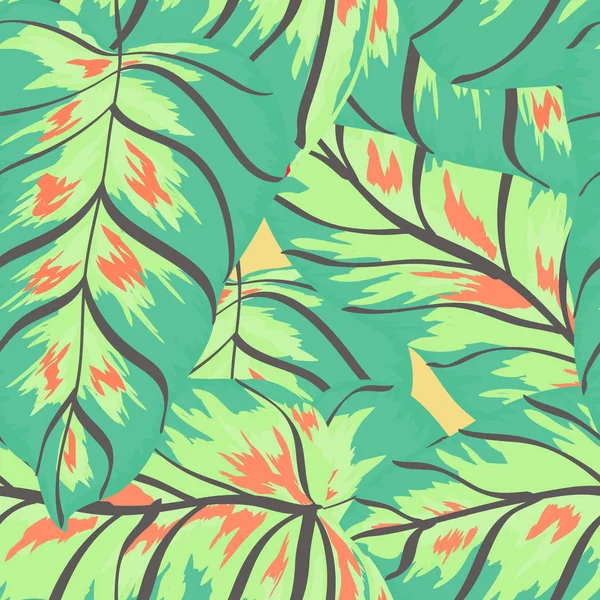 Banaan Tropic bladeren bloemenprint naadloos patroon — Stockvector