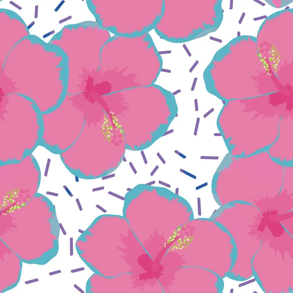 Hibiscus flores patrón tropical — Vector de stock