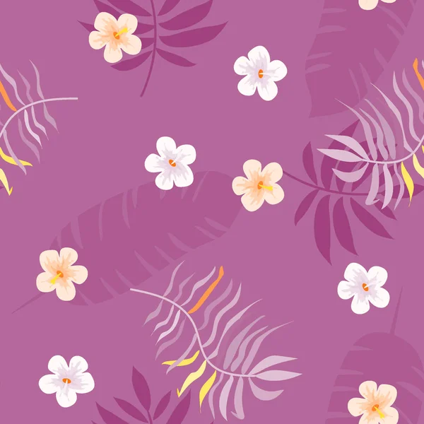 Letní vzorek s tropickými květy a listy. — Stockový vektor
