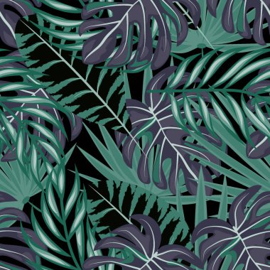 Yaprakları ile tropikal Dikişsiz desen. Güzel tropikal izole yaprakları. Kumaş için yaprakları ile moda yaz arka plan, duvar kağıdı, kağıt, kapakları.