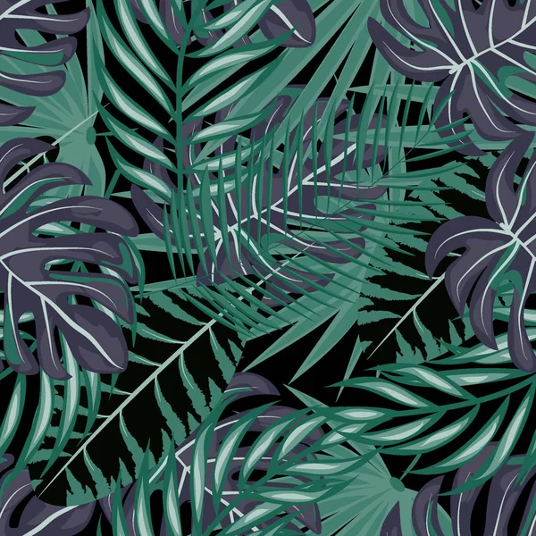 나뭇잎과 열 대 완벽 한 패턴입니다. 아름 다운 열 대 고립 된 잎. 직물, 벽지, 종이, 덮개를 위한 잎을 가진 유행 여름 배경. — 스톡 벡터
