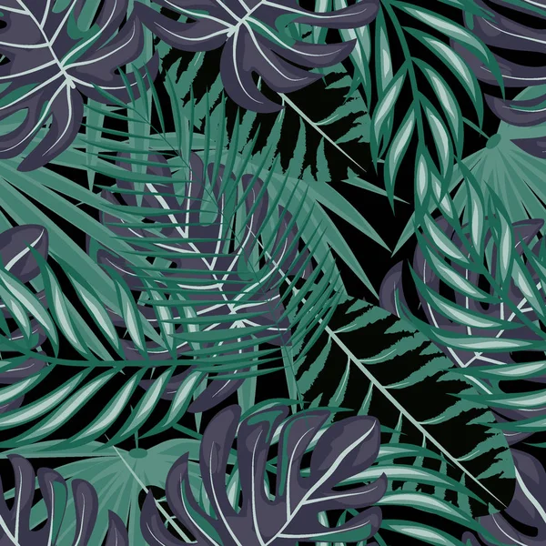 Тропический бесшовный рисунок с листьями. Красивые тропические изолированные листья. Модный летний фон с листьями для ткани, обоев, бумаги, чехлов . — стоковый вектор
