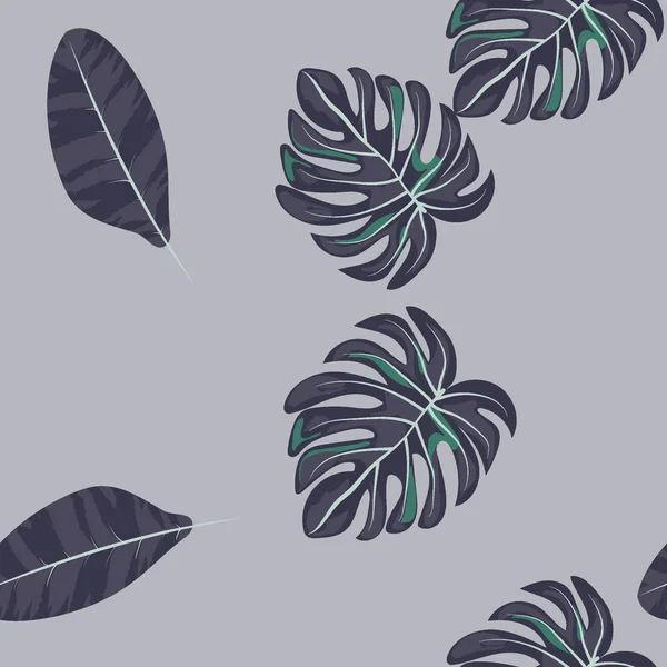 Modello tropicale senza cuciture con foglie. Belle foglie tropicali isolate. Sfondo estivo alla moda con foglie per tessuto, carta da parati, carta, copertine . — Vettoriale Stock