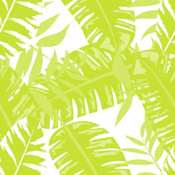 Tropiskt sömlösa mönster med löv. Vackra tropiska isolerade löv. Fashionabla sommar bakgrund med löv för tyg, tapeter, papper, täcker. — Stock vektor