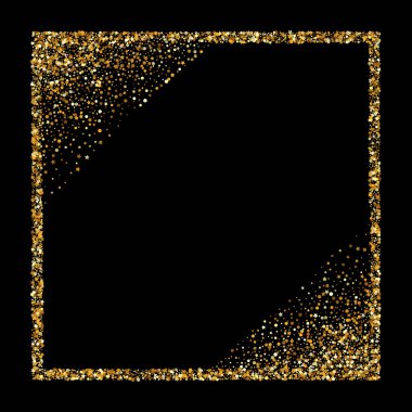 Altın tozlu, parlak siyah arka plan. Işık Çemberi 