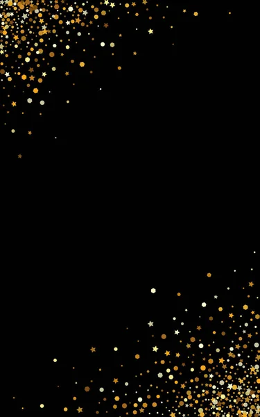 Oro Confetti Fondo Negro Dorado. Luz — Vector de stock