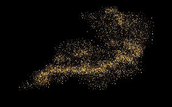 Arany Confetti Glamour fekete háttér. Fény — Stock Vector