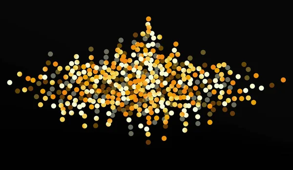 Gold Dot Christmas Black Background. Cercul Luminii — Vector de stoc