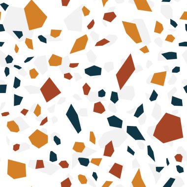 Beyaz Terrazzo Döşeme Vektörü Kusursuz Desen. 