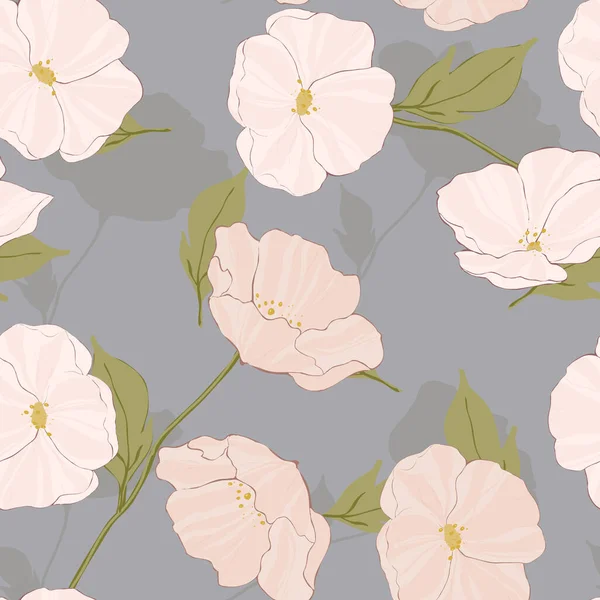 Λευκό λουλούδι Foliage διάνυσμα μοτίβο χωρίς ραφή. — Διανυσματικό Αρχείο