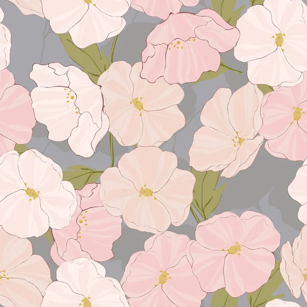 ピンクの花のヴィンテージベクトルシームレスパターン. — ストックベクタ