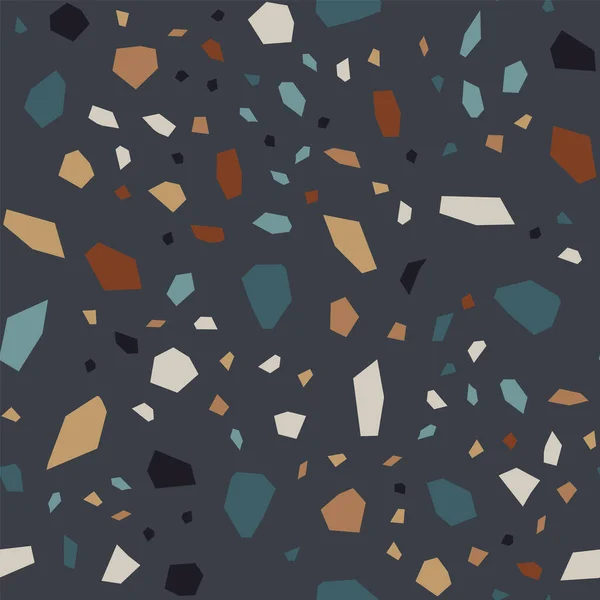 Blauw en wit Terrazzo tegel Vector naadloos — Stockvector