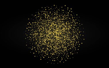 Altın Konfeti Parlak Siyah Arkaplan. İzole edilmiş 