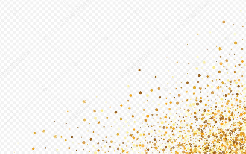Golden Confetti Festive Transparent Background. 