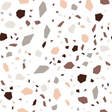 Beyaz Terrazzo Döşeme Vektörü Kusursuz Desen. 