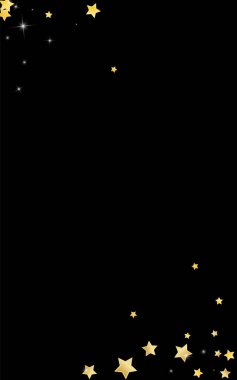 Gold Holiday Stars Vector Black Background. Magic 