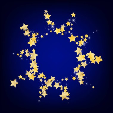 Yellow Light Stars Vector Blue Background. 