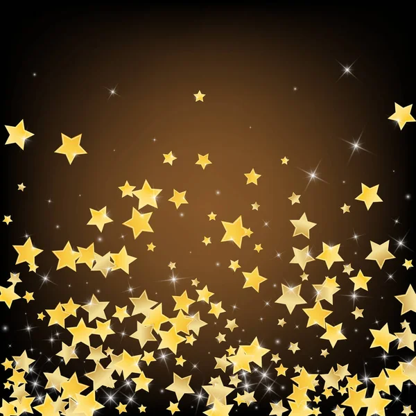 Sarı Dekorasyon Yıldızlar Vektör Kahverengi Arkaplan. 