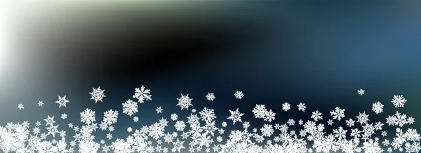 Bianco fiocco di neve Panoramic Vector grigio sfondo. — Vettoriale Stock