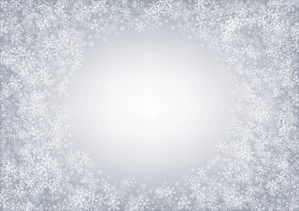 Blanco copo de nieve Vector fondo gris. Navidad. — Archivo Imágenes Vectoriales