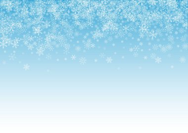 Gümüş Kar Yağışı Vektörü Mavi Arkaplan. Noel 