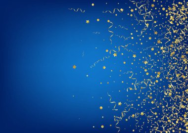 Altın Kurdele Karnaval Vektörü Mavi Arkaplan. 