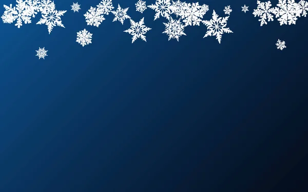 Silver Snowfall Panoramic Vector Fundo Azul. — Vetor de Stock