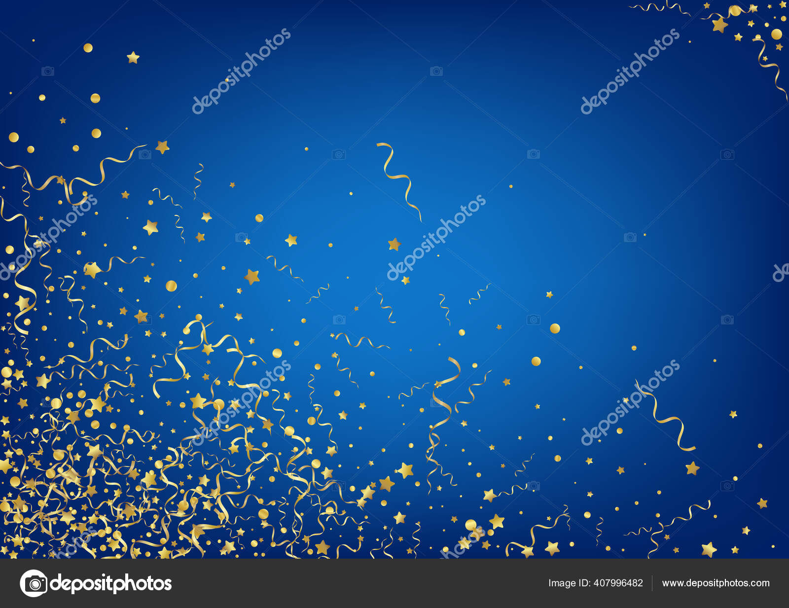 Yellow And Blue Streamers Isolated Stock Photo, Royalty-Free