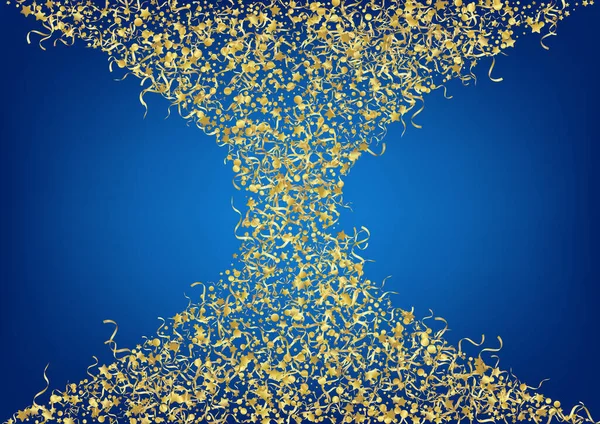 Arany Confetti ünnepelni vektor kék háttér. — Stock Vector