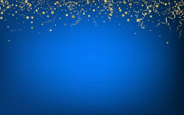 Sarı Konfeti Soyut Vektör Mavi Arkaplan. 