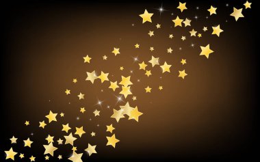 Altın Zarif Yıldızlar Vektör Kahverengi Arkaplan. 