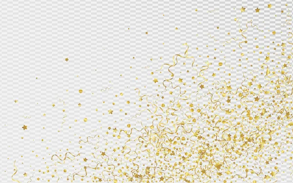 Golden Confetti Vetor festivo Transparente — Vetor de Stock