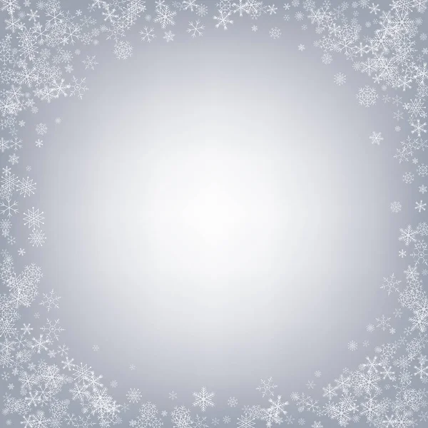 Silver Snowfall Vector Gray Background. Light — Stock Vector