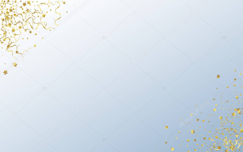 Golden Confetti Festive Vector Gray Background. 