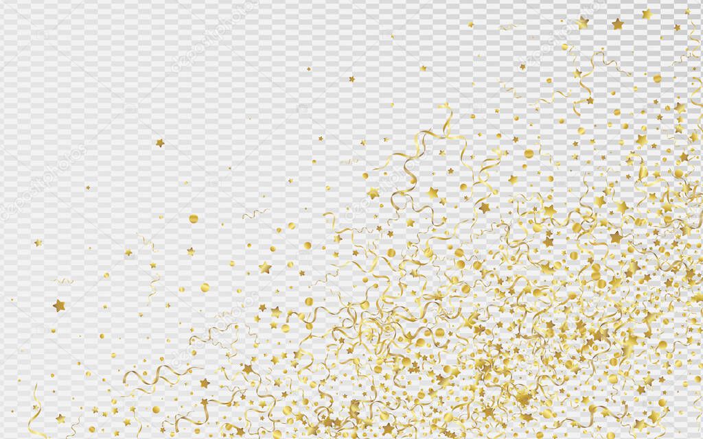 Golden Confetti Festive Vector Transparent 