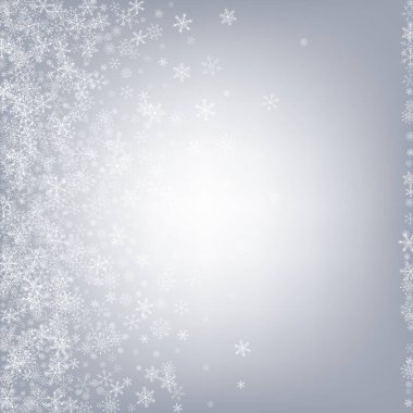 Beyaz Kar Yağışı Vektörü Gri Arkaplan. Tatil 