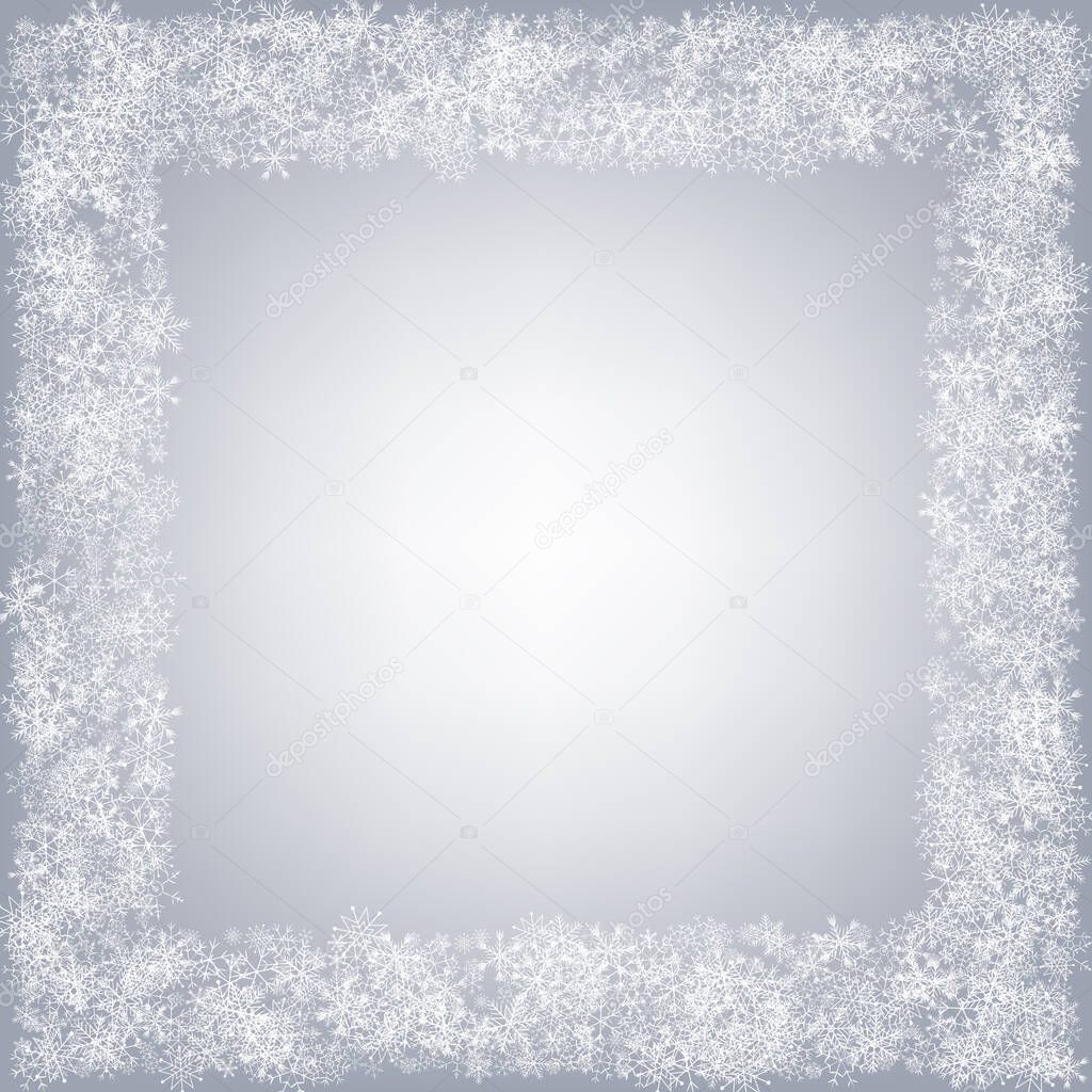 Silver Snowfall Vector Gray Background. Light 