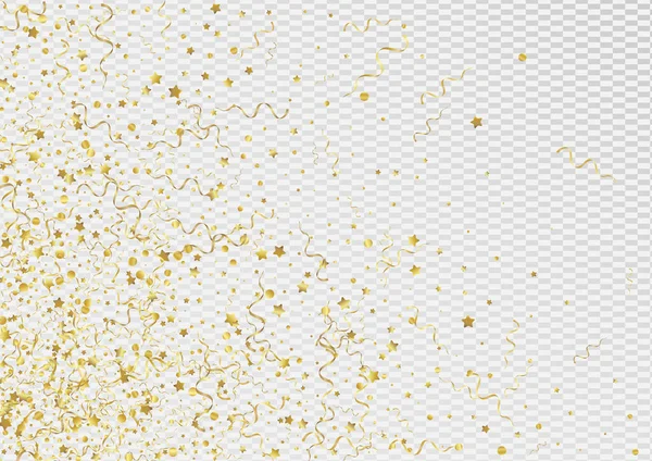 Gold Konfetti Glänzender Vektor Transparent — Stockvektor