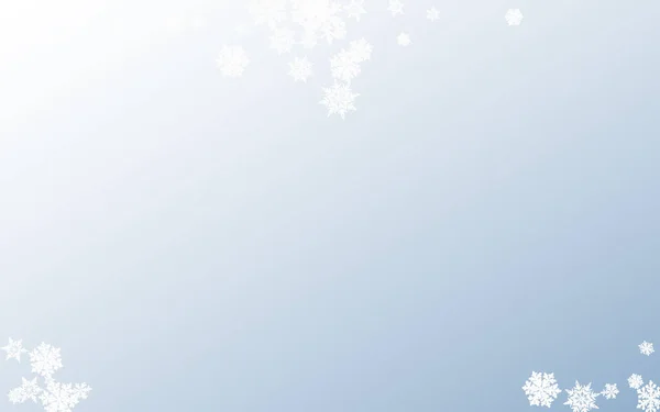 Blanco copo de nieve Vector panorámico gris fondo. — Vector de stock