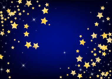 Altın Parıldayan Yıldızlar Vektör Mavi Arkaplan. 