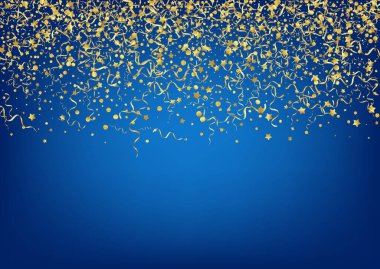 Altın Kurdele Parlak Vektör Mavi Arkaplan. Kağıt 