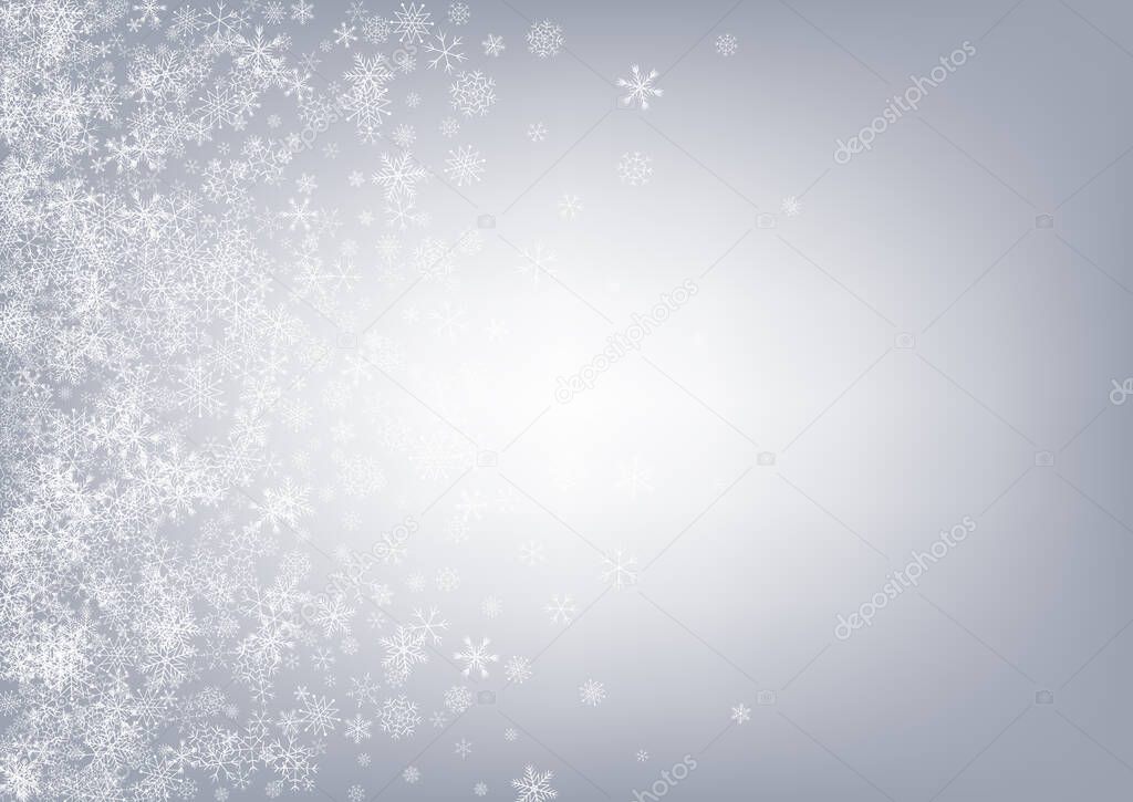 Gray Snow Vector Gray Background. magic Snowfall 