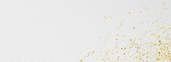 Gold Confetti Fun Vector Panorama Transparent — Stockvektor