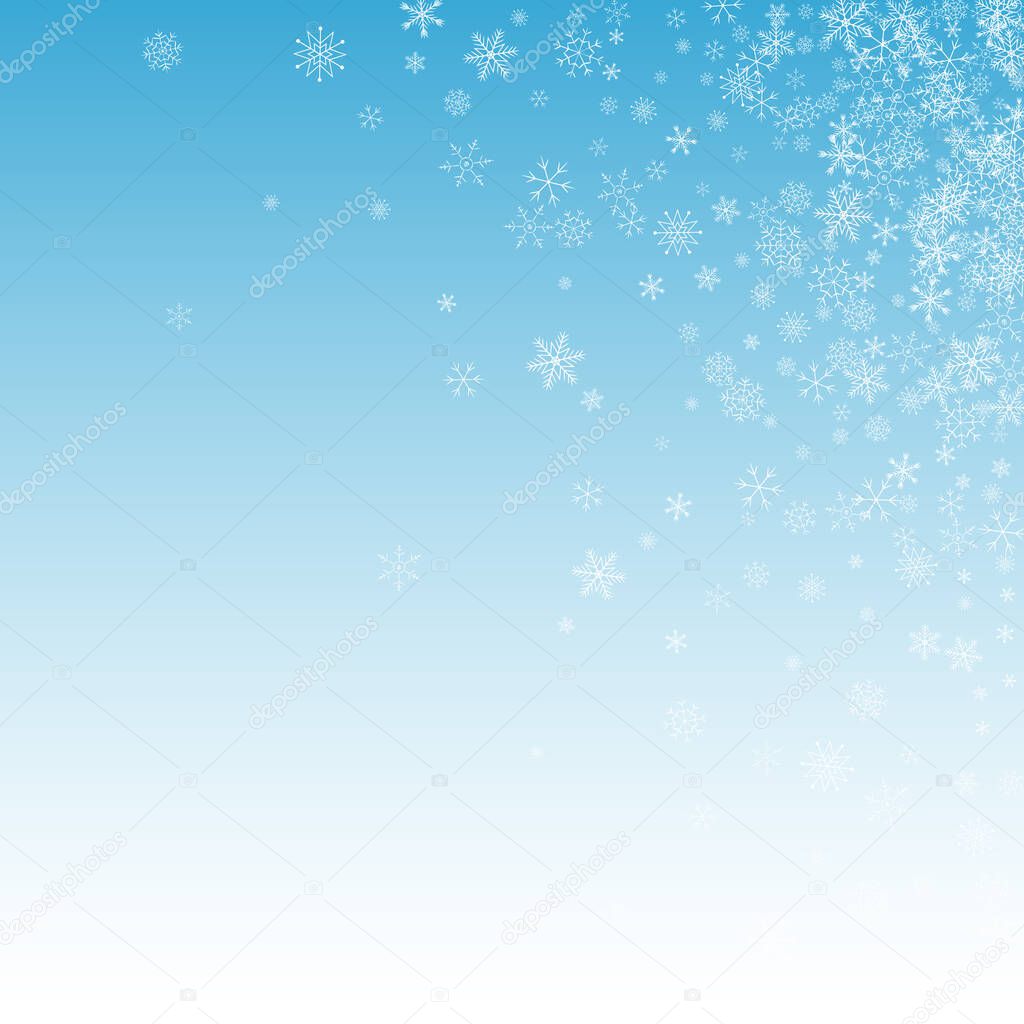 Gray Snowflake Vector Blue Background. Winter 