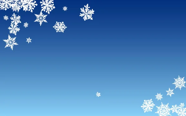 Witte sneeuwval Panoramische Vector Blauwe Achtergrond. — Stockvector