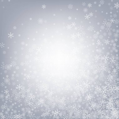 Beyaz Kar Yağışı Vektörü Gri Arkaplan. Fantezi 