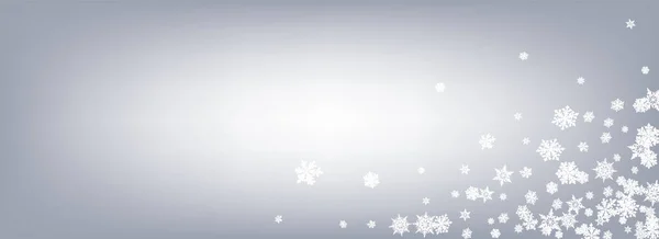 Vit snöfall panoramavektor grå bakgrund. — Stock vektor