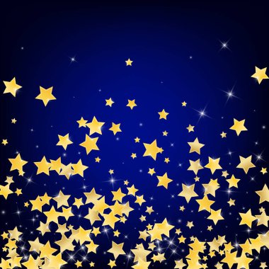Altın Tatil Yıldızları Vektör Mavi Arkaplan. 