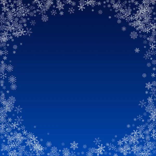 Silver Snowfall Vector Blue Background. Padání — Stockový vektor